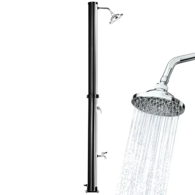Imagen de TecTake Ducha Solar 20 l para jardín, de terraza, Piscina o Camping con energía (Negro/Plata)