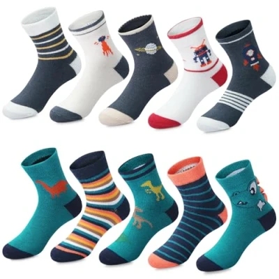 Imagen de Domee Calcetines Algodón Divertidos Deporte Cortos Niño Paquete de 10 Dinosaurio Cohete 32 34 (Fabricante Talla XL)