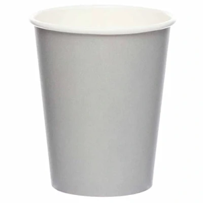 Imagen de amscan 9915403 215 66 Vasos de papel reciclables ecológicos para fiestas, color gris grafito, paquete 8