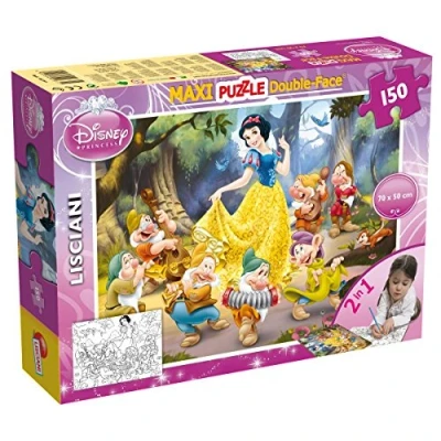 Imagen de Liscianigiochi Puzzle Maxi Floor para niños de 150 piezas 2 en 1, Doble Cara con reverso colorear Disney Blancanieves 46751