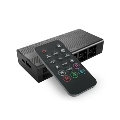 Imagen de Mars Gaming MF HUB, Hub de Control Ventiladores PWM, Controlador Velocidad hasta 10x e Iluminación ARGB Dispositivos, Mando a Distancia, Compatibilidad Total ARGB, Negro