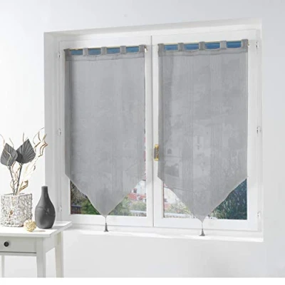 Imagen de DOUCEUR D&#039;INTERIEUR 2 Net Curtain Cortinas de Malla Gasa 60 x 160 Pulgadas, Poliéster Voile, Gris, 160x60x160 cm
