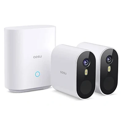 Imagen de aosu Cámara Vigilancia Exterior WiFi, 5MP Ultra HD, Detección de Movimiento por Radar, sin cuota mensual, 360días batería,ángulo Ancho 166, Visión Nocturna,IP67, Compatible con Alexa/Google