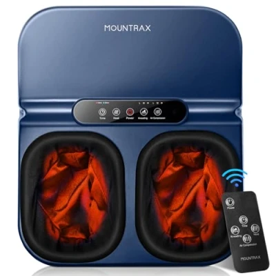 Imagen de Mountrax Masajeador de Pies con Calor, Shiatsu Amasado Profundo, para Fascitis Plantar, Adapta a Hasta Hombres Tamaño 46 (Azul)
