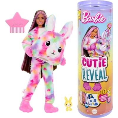 Imagen de Barbie Cutie Reveal Sueños de Colores, Muñeca con Disfraz Conejito y Accesorios Sorpresa, Cambia Detalles la Cara Mascota Agua fría, Juguete Regalo para niños niñas +3 años, HRK38