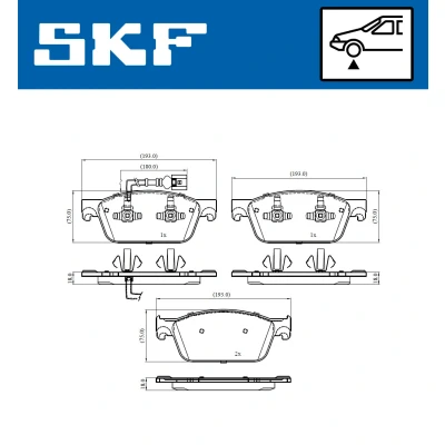 Imagen de SKF VKBP 80445 E Juego de pastillas freno con contacto avisador desgaste VOLKSWAGEN: California T6 Bus