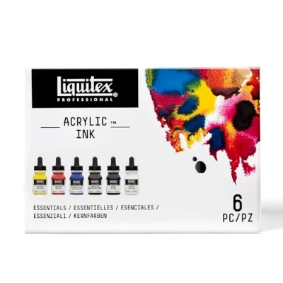 Imagen de Liquitex Ink Pack de 6 tintas acrílicas extrafinas, Essentials Set, 30 ml