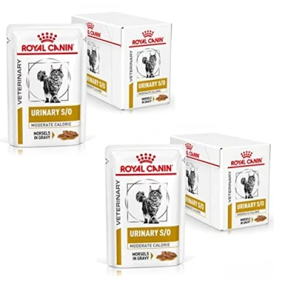 Imagen de Royal Canin Veterinary Urinary s/o Moderate Calorie Paquete Doble 2 x 12 85 g Alimento Completo para Gatos disolver cálculos de estruvita Bajo Valor RSS