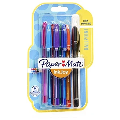 Imagen de Paper Mate Inkjoy 100 Bolígrafo de punta bola surtido (punta fibra, 8 unidades, colores aleatorias)