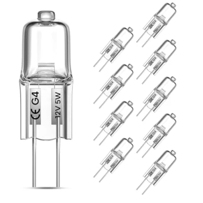 Imagen de TobeBright Bombilla Halógena G4 12V 5W, 10 pcs de Adjustable AC/DC Bombillas HalógenasG4, Lámpara Larga Duración Blanco Cálido 2800K para Iluminación Interior, Araña