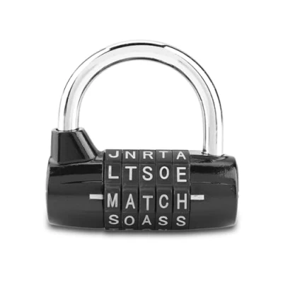 Imagen de candado de combinación 5 dígitos con código Bloqueo seguridad en forma U para maleta viaje Gimnasio Casillero contraseña seguridad(Negro)