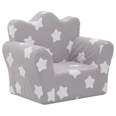 Imagen de vidaXL Sofá para niños Felpa Suave Gris Claro con Estrellas