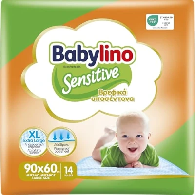 Imagen de Babylino Sensitive Empapadores Desechables para bebé 90 x 60 cm, Cambiadores con Extra Absorción, 14 Unidades