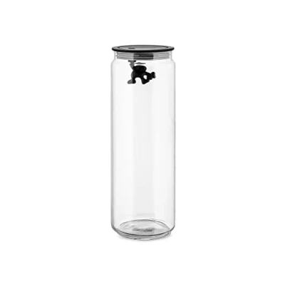 Imagen de Alessi AMDR08 B Tarro de cristal con tapa hermética y diseño hombre colgante, color negro