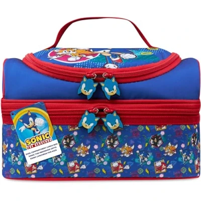 Imagen de Get Trend SONIC THE HEDGEHOG Bolsa Termica Porta Alimentos Infantil Knuckles Shadow Bolso con Compartimento Comida Aperitivo para Escuela y Picnic (Azul/Rojo Sonic)