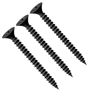 Imagen de 3.5X55mm tornillos negros para paneles de yeso, cabeza avellanada phillips autorroscante, rosca fina, punta afilada, fosfato negro, yeso a perfil acero (30 pcs.)