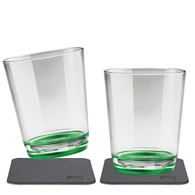 Imagen de silwy magnetic drinkware vasos de plástico irrompibles y antideslizantes con imán integrado posavasos metálicos camping, barco, niños Sour Green