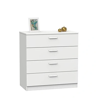 Imagen de MUEBLES PITARCH Cómoda 4 Cajones guías metálicas, Cajonera Dormitorios, Blanco, 78x74x40cm (Alto x Ancho Fondo) Sinfonier, Colección Tibet