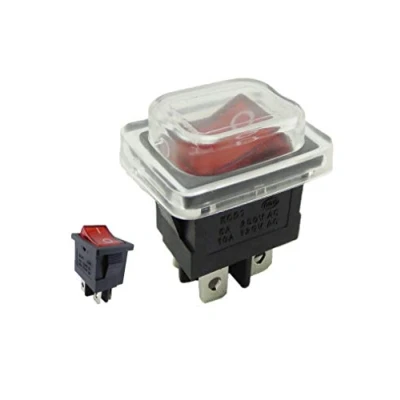 Imagen de Interruptor basculante empotrable 19 x 13 mm, con cubierta impermeable, 2 polos (4 pines), color rojo (1)
