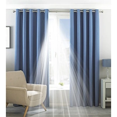 Imagen de Riva Home Eclipse Paneles Paoletti Dos De Cortina, Poliéster, Dril Algodón, 66 X 90 (168 229 cm), Acero Inoxidable, Mezclilla, 66x90 (168x229cm)