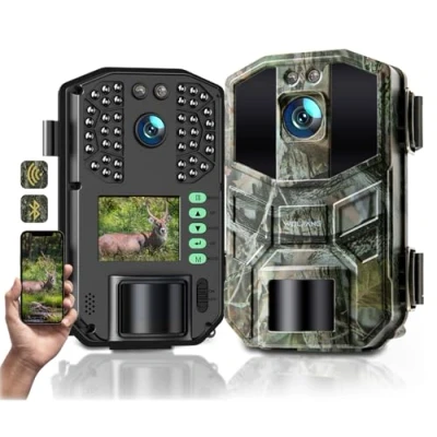 Imagen de WOLFANG Cámara de Caza WiFi 4K 64MP, Camara Fototrampeo con 0.1s Velocidad Disparo, Visión Nocturna, Diseño Temporizadorn, IP66 para Vida Silvestre y Monitoreo Seguridad