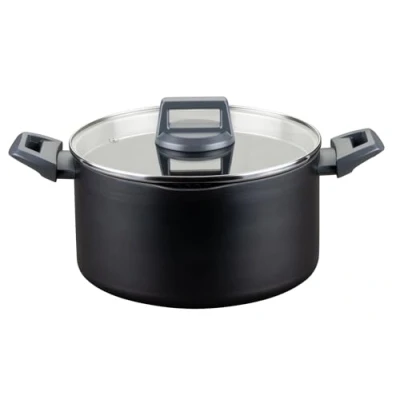 Imagen de Fackelmann Statement Cacerola con Tapa de 24 cm, Aluminio Reciclado Recubrimiento Cerámico, Resistente al Calor hasta 150 Grados, Apto para Todas las Cocinas, Incluye Inducción