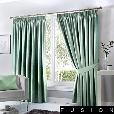 Imagen de Fusion Cortinas Opacas de Color Azul Huevo Pato, 117 x 183 cm, Plisadas, 2 Paneles, térmicas para Dormitorio y Sala Estar, Plisadas en Pato