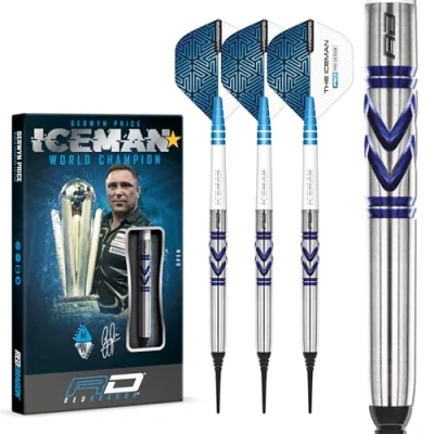 Imagen de RED DRAGON Gerwyn Iceman Price Avalanche Pro Juego de Dardos tungsteno Premium Softip 18 Gramos con Plumas y vástagos