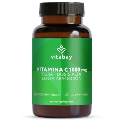 Imagen de Vitabay Vitamina C 1000 mg 250 Comprimidos Alta Dosis Veganos + Bioflavonoides Vitamin 1000mg Pura Vit Vitamine Liberación prolongada