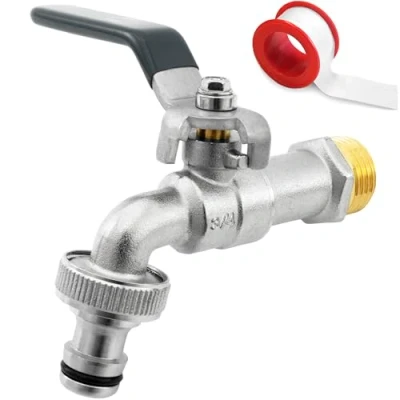 Imagen de SHYNE Grifo de Calidad Latón 3/4 &#039;&#039; Pulgada Resistente al Óxido y las Heladas + 1 Conexión Manguera E Book Para Jardín, Lavadora, Barril lluvia