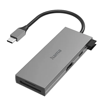 Imagen de Hub Hama 00200110, De conector USB C a enchufe 2x A/USB C/HDMI™/SD/microSD, Hasta 5 Gbit/s, Negro