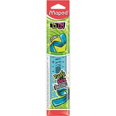 Imagen de Maped Twist&#039;n Flex Regla, plana, flexible, lúdica e irrompible, 15 cm, doble graduación, color azul