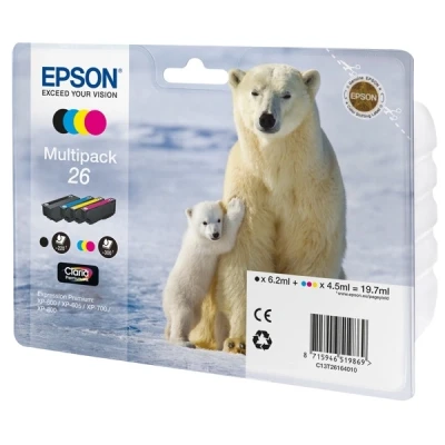 Imagen de Pack De Cartucho Tintas 4 Colores (cmyk) Epson 26 C13t26164010