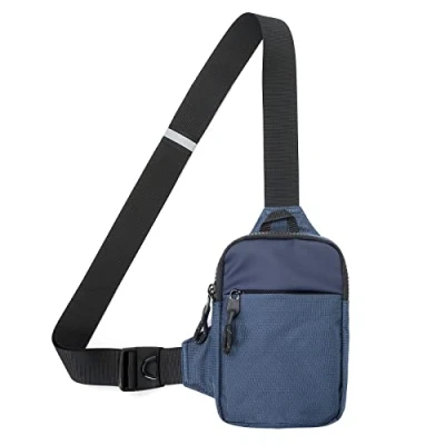 Imagen de DONGKER Bolso bandolera impermeable con correa de hombro ajustable para hombres y mujeres, senderismo, viajes, deportes al aire libre, Azul L, Informal