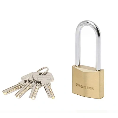 Imagen de Master Lock 2940EURDLH Candado de llave con Cuerpo Latón Macizo Muy Grueso arco Mediano, Dorado, 9.1 x 4 1.6 cm