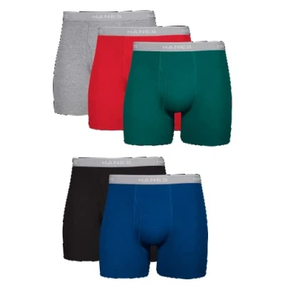 Imagen de Hanes Men&#039;s 5 Pack FreshIQ Exposed Waistband Boxer Briefs, Assorted, X Large