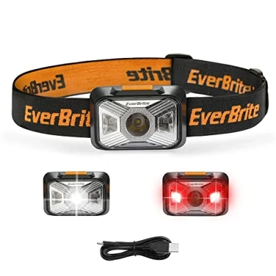 Imagen de EverBrite Linterna Frontal LED Recargable, Linternas Cabeza 200 Lúmenes, con 4 Modos, Impermeable,180Ajustable,Sensor Inteligente,Lampára de Ideal para Correr, Acampar, Cenderismo