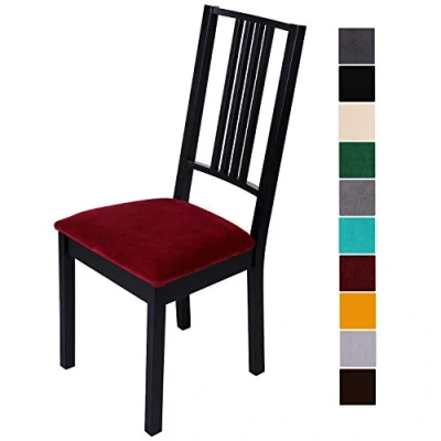Imagen de Homaxy Fundas Sillas Comedor, Muy Fácil de Limpiar Duradera, Modernas Funda Asiento Silla, Elásticas Chair Covers Lavables (Rojo Vino, Paquete 2)