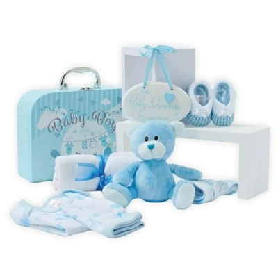 Imagen de Baby Box Shop regalos para bebé niño recién nacido 7 Azul caja de regalo bebé, esenciales nacidos y fiesta prenatal
