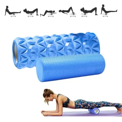 Imagen de 2ud Rodillo Masajeador. de Espuma para Terapia y Masaje Muscular.Rodillo Pilates Yoga. Fitness Foam Roller. Cilindro gomaespuma alivio dolores entrenamiento. 33x14cm//29x10cm