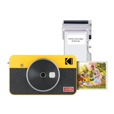 Imagen de Kodak Mini Shot 2 Retro Cámara instantánea e Impresora fotográfica Portátil, Ios y Android, Tecnología 4Pass (54 x 86 Mm) Amarillo 8 Hojas