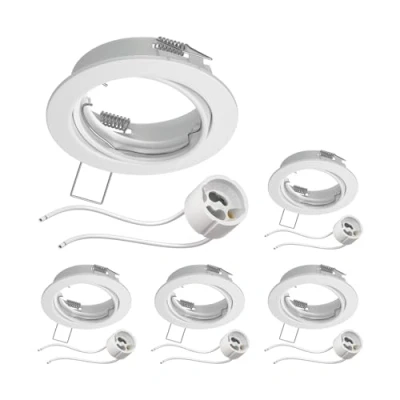 Imagen de ledscom.de 5 piezas marco empotrable de techo FERE blanco orientable (LED/Halógeno/GU10/MR16/PAR16/50mm) incl. casquillo GU10