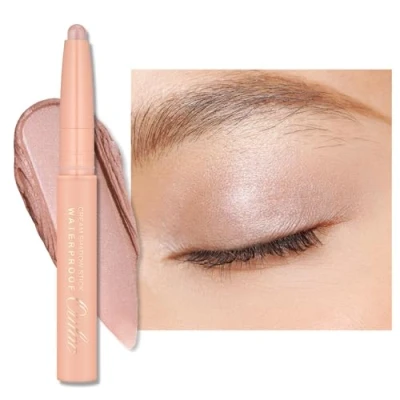 Imagen de Oulac Sombra de Ojos en Barra Automático Nude Satin Finish Resistente al Agua y a Los Borrones, Dura 16 Horas+, Textura Cremosa Sedosa, Vegano, WA01 Nubile
