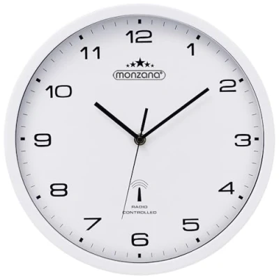 Imagen de Monzana Reloj de Pared radiocontrolado Cuarzo analógico 31cm Ajuste Hora Automático Blanco