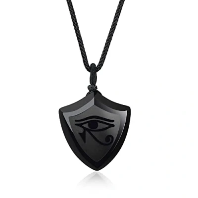 Imagen de COAI Colgante para Hombre Escudo de la Fe en Obsidiana con Ojo Horus