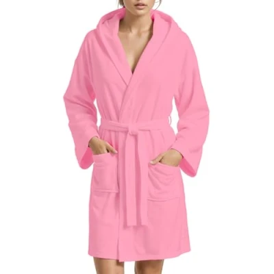 Imagen de PETTI Albornoz, Albornoz Mujer, Hombre, Unisex, Microfibra, con Capucha Bolsillos y Cinturón, Rosa