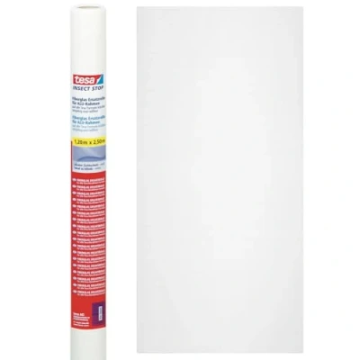 Imagen de tesa® Insect Stop Rollo de Recambio para Mosquitera Fibra Vidrio Malla Ajustable Resistente a los rayos UV 120 cm x 250 Blanco