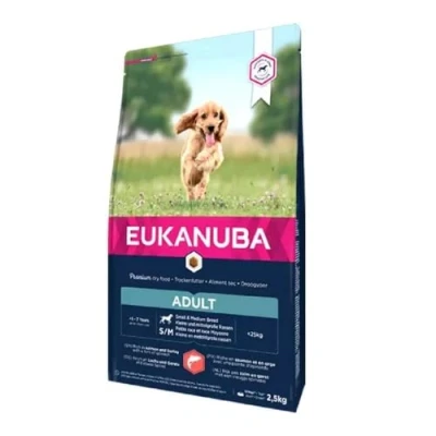 Imagen de EUKANUBA Alimento Seco para Perros Adultos de Razas Pequeñas y Medianas, Rico en Salmón Cebada, 12 kg
