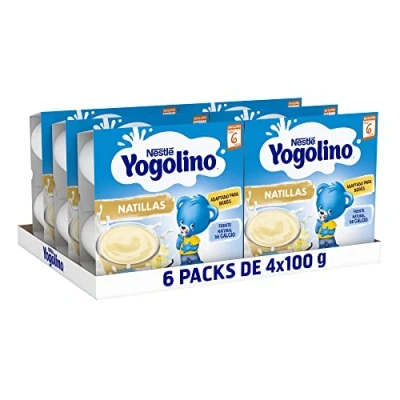 Imagen de YOGOLINO NESTLÉ natillas sabor vainilla sin azúcar añadido, desde 6 meses, Pack de (4x100g), Fórmula mejorada