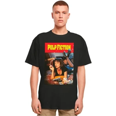 Imagen de Merchcode PULP Fiction Poster Oversize TEE Camiseta estampada, Hombre, Talla: XL, Black